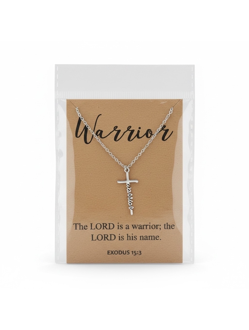 Warrior silver tone faith based necklace
